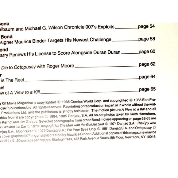 James Bond Duran Duran View To Kill Official Movie Magazine Vintage Walken Moore - Picture 4 of 13